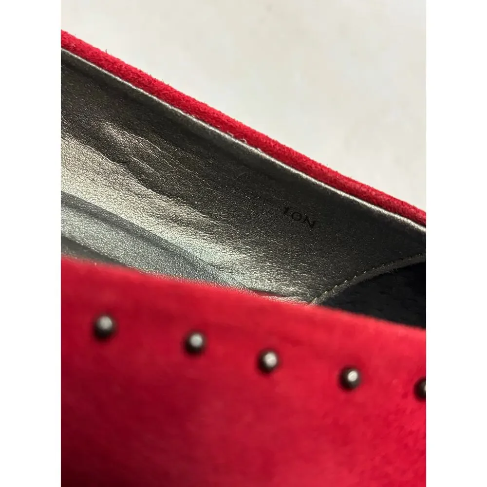 Vigotti Ursella Red Suede Heels Studded Bow Kitten Heel 10N
